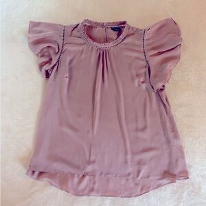 City Chic Pink Ruffled Cap Sleeve Blouse